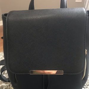 Black mini leather backpack